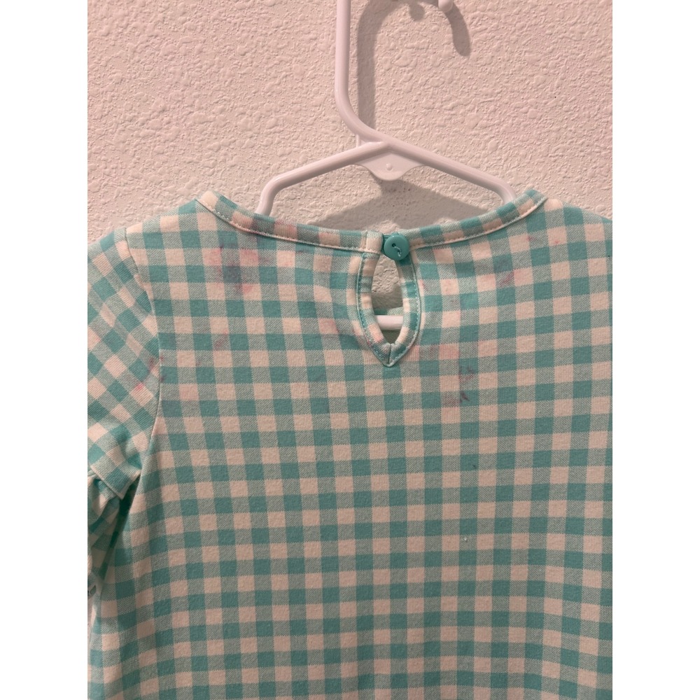 Rare Editions Baby Girl Teal Gingham Bunny Ruffle Top Shirt 12M - Picture 6 of 6